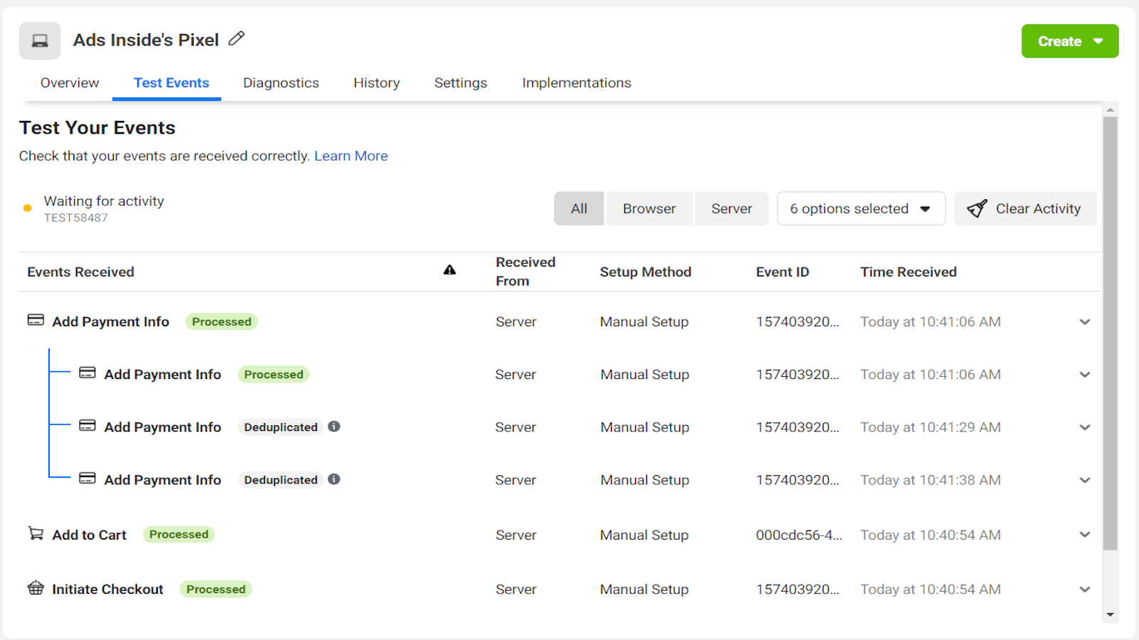Add Payment Info via Server Side Event & correct deduplication