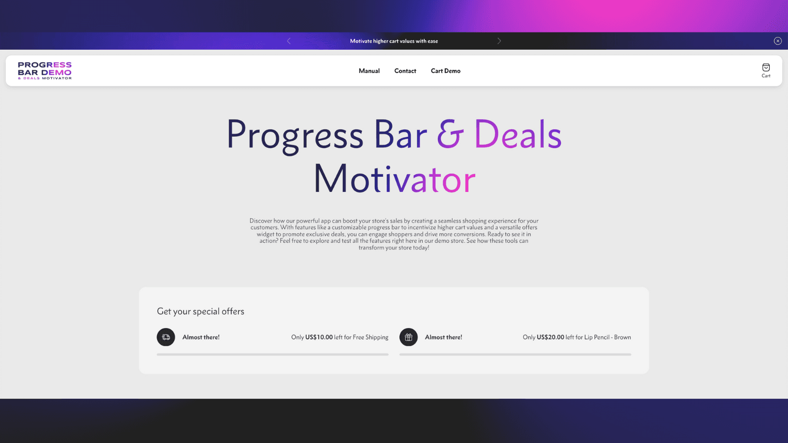 Progress Bar & Deals Motivator