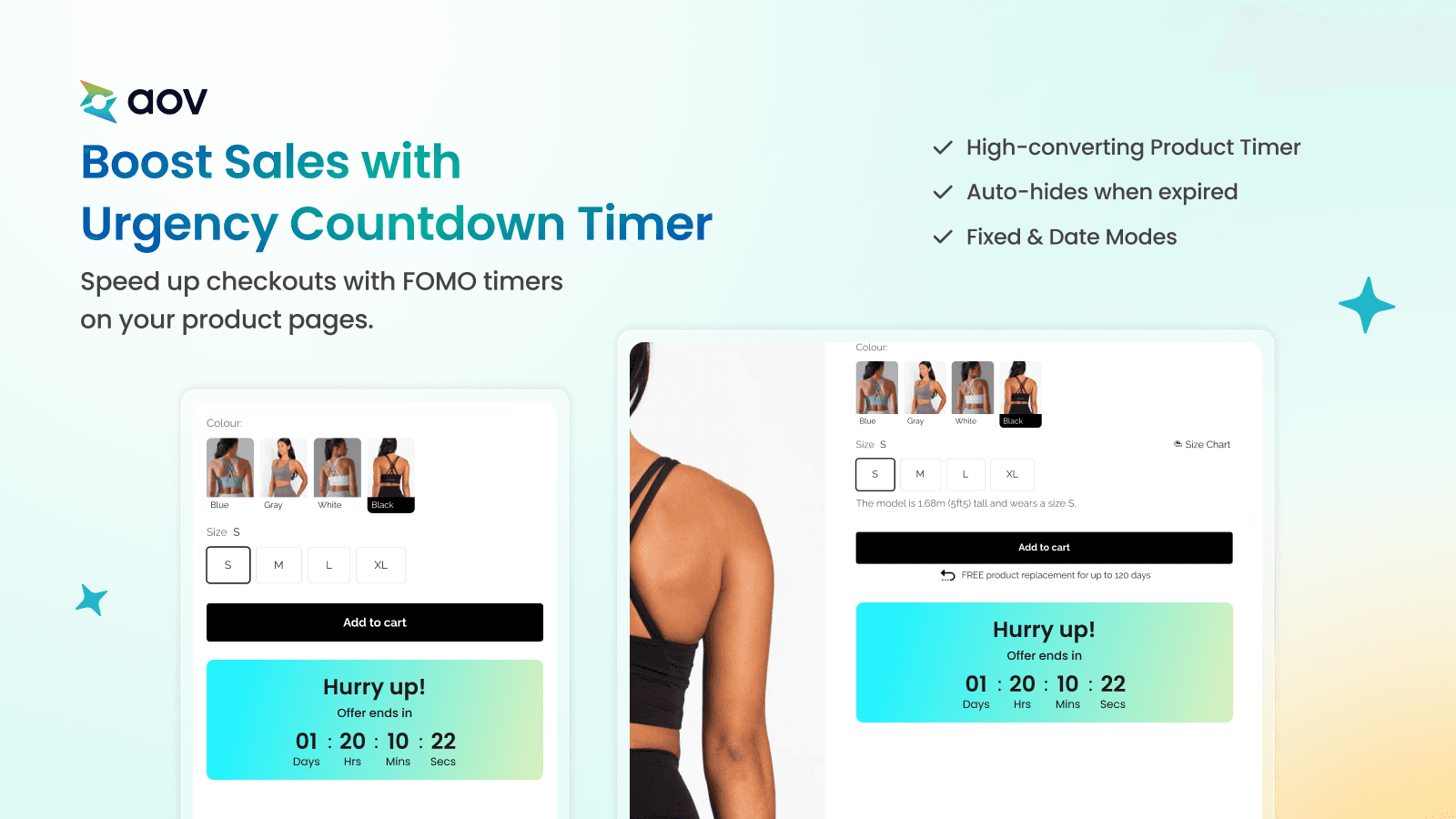 Countdown timer displayed on a product page