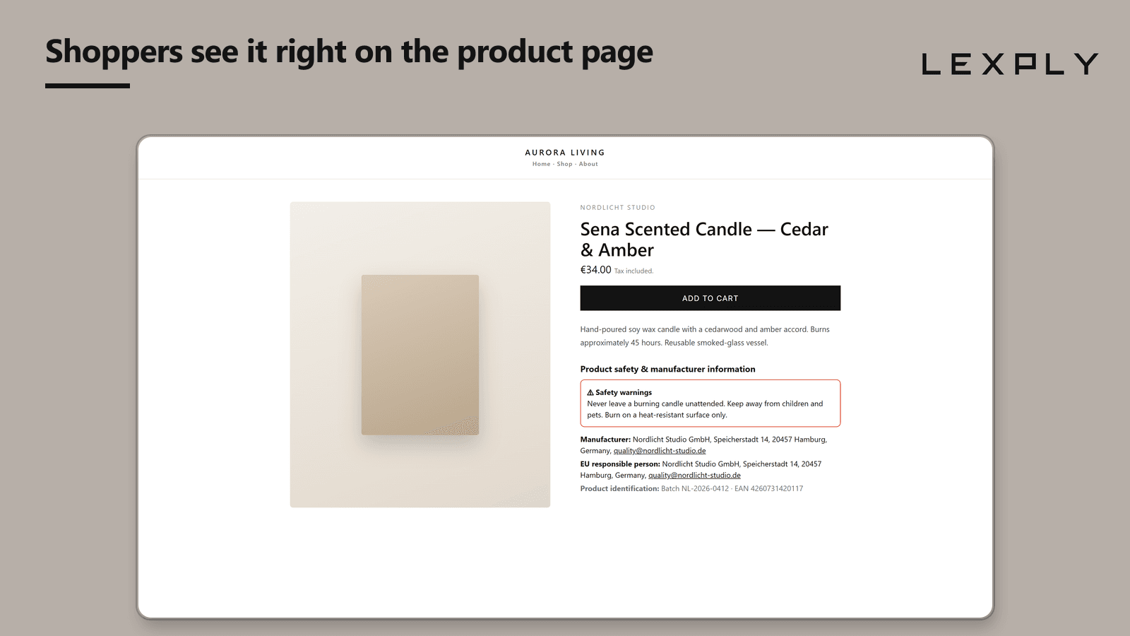 Shoppers see safety info right on the product page