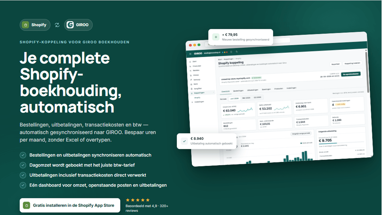 Je complete Shopify-boekhouding, volledig automatisch