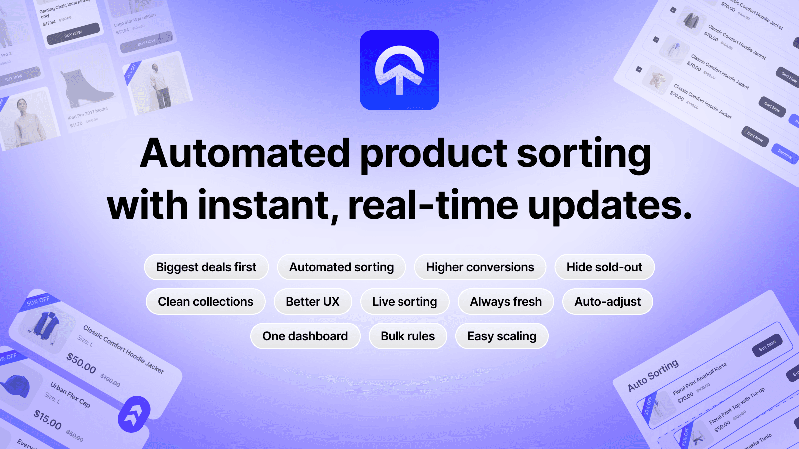 Automated product sorting with instant, real-time updates