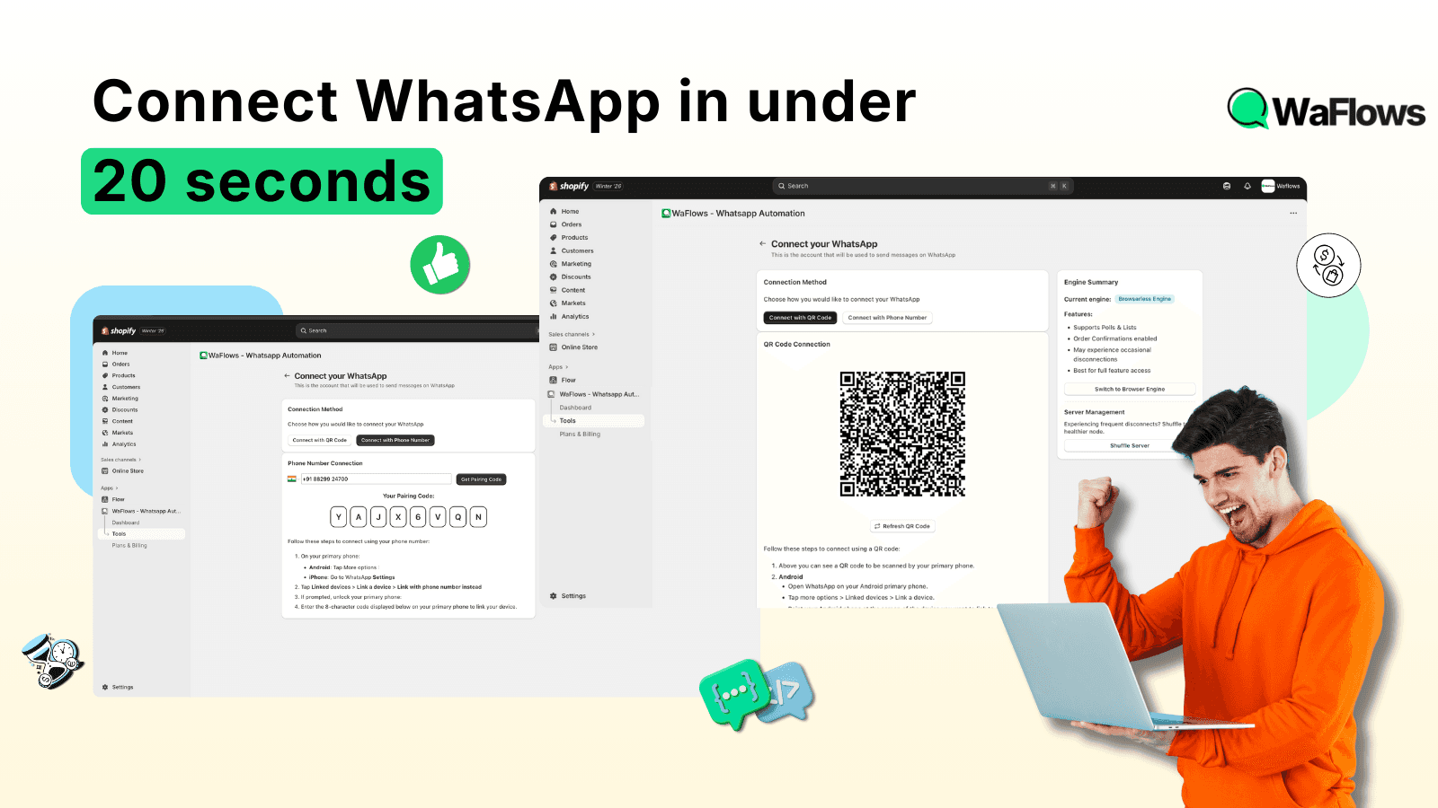 Connect WhatsApp in few seconds