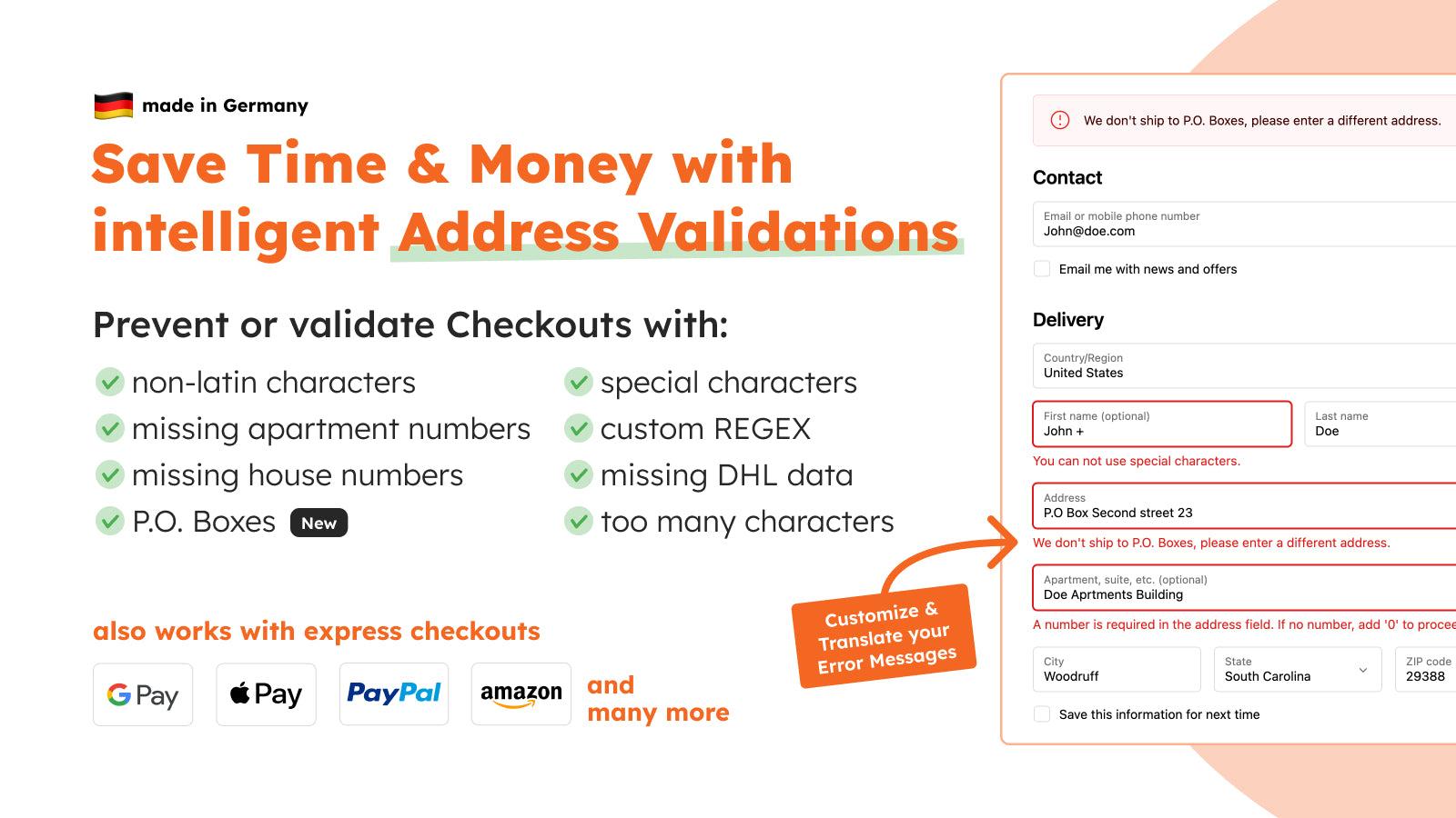 Save time and money with intelligent address validations