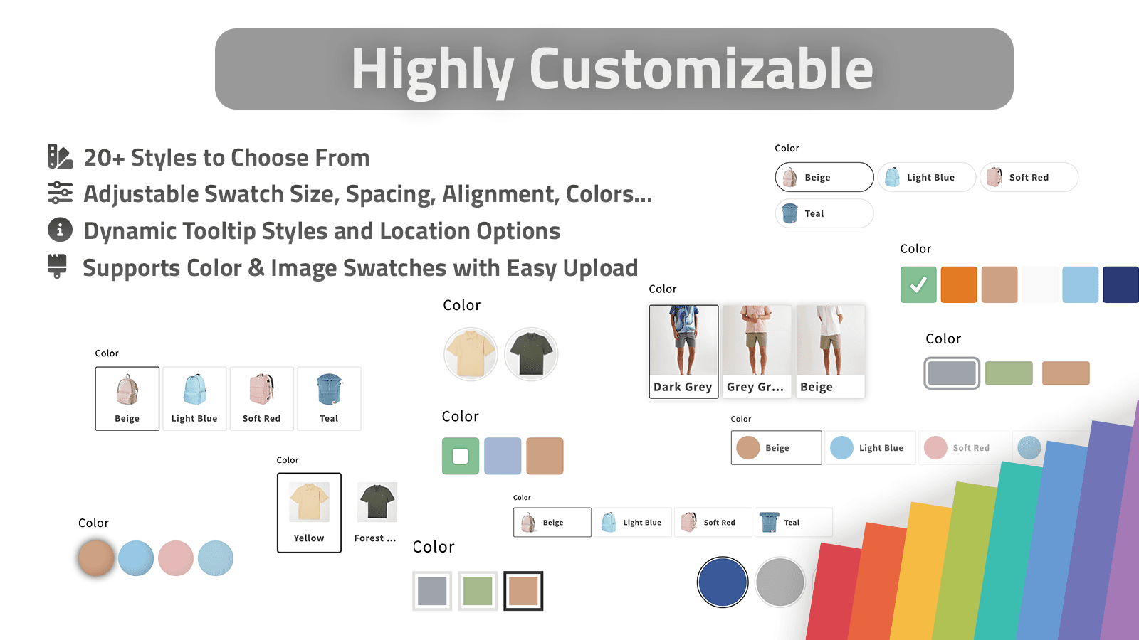 Highly Customizable Swatches for Shopify
