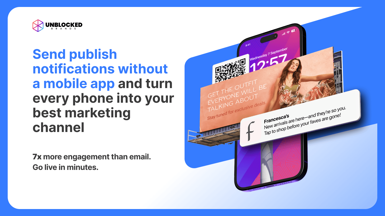 Push notifications on mobile phone with fashion brand message