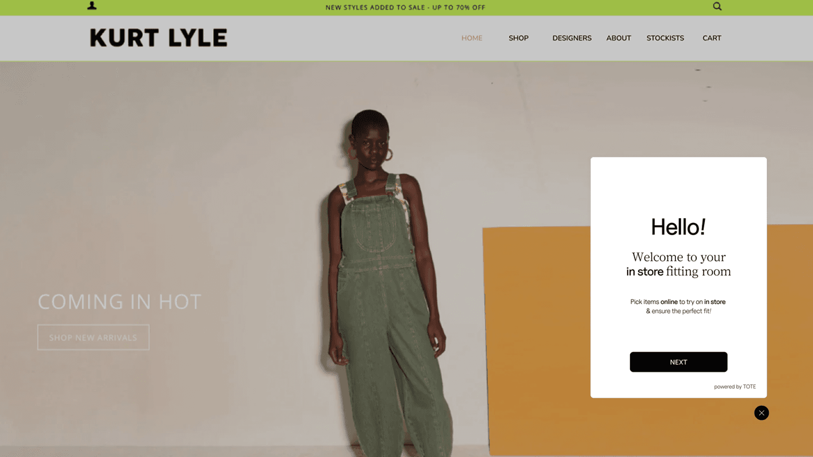 Shoppers can add items to a fitting room.