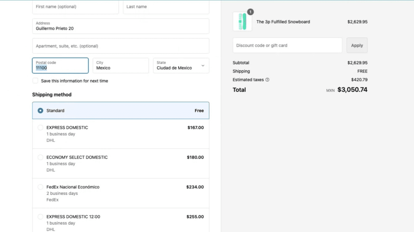 Get real time quotes for your buyers to choose delivery type