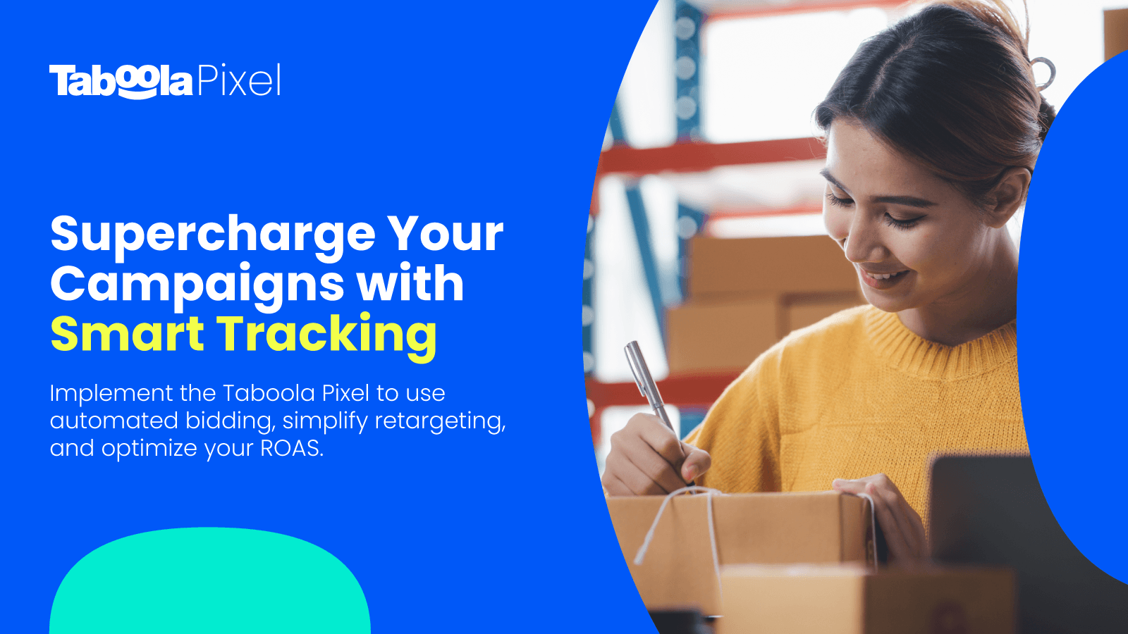 A promotional image explaining the benefits of the Taboola Pixel