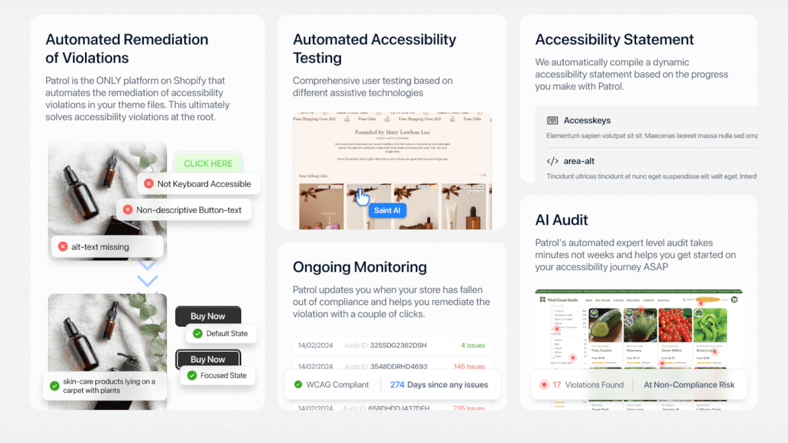 Patrol's main features accompanied by images & descriptive text