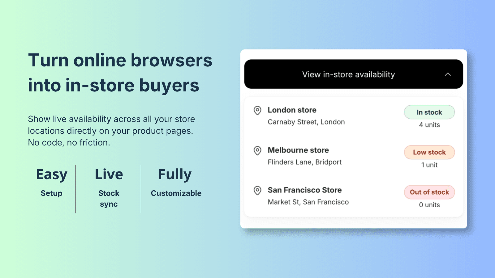 Show nearby store stock on product pages