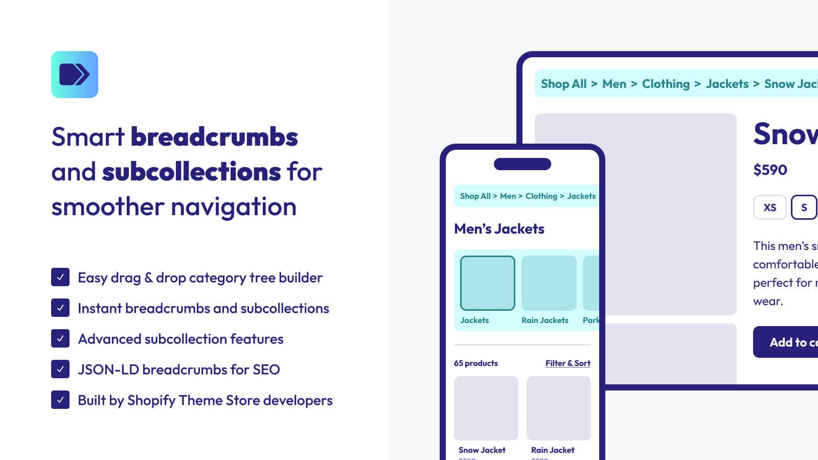 Smart breadcrumbs and subcollections for smoother navigation.