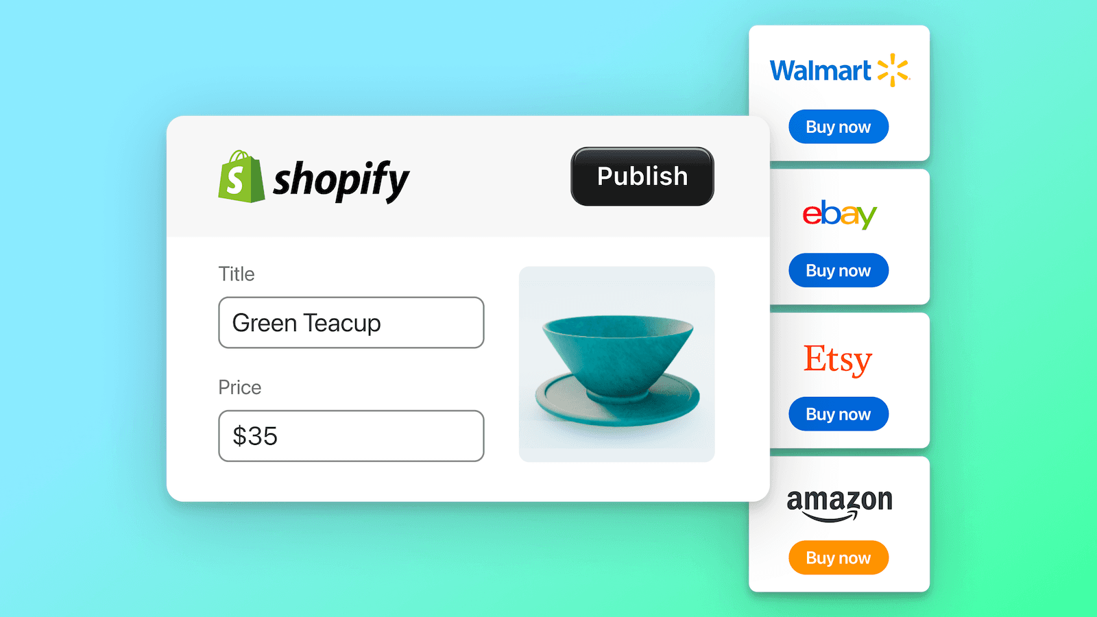 Connect Shopify to top marketplaces, Amazon, eBay, Walmart, Etsy