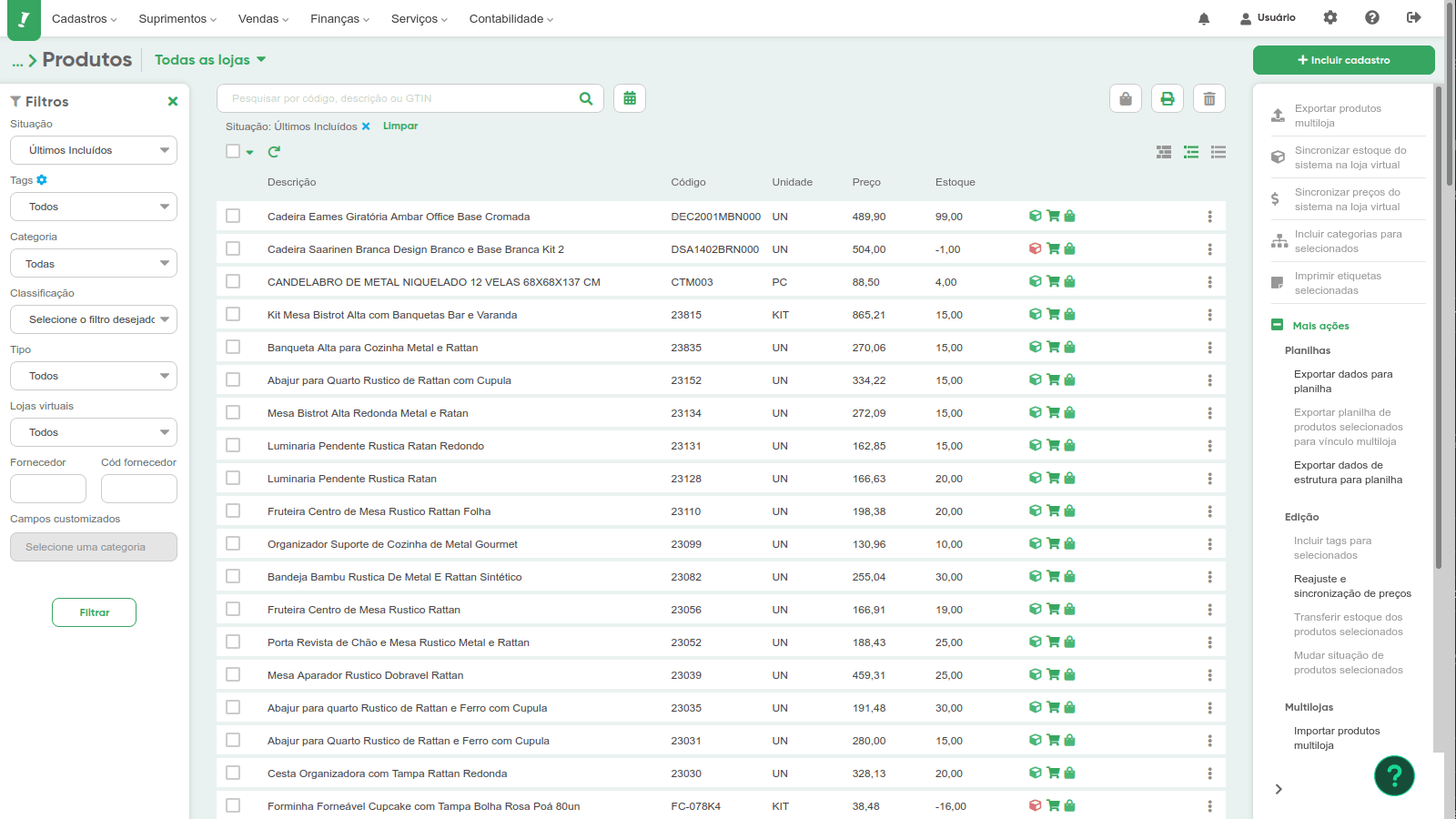 Listagem de Produtos