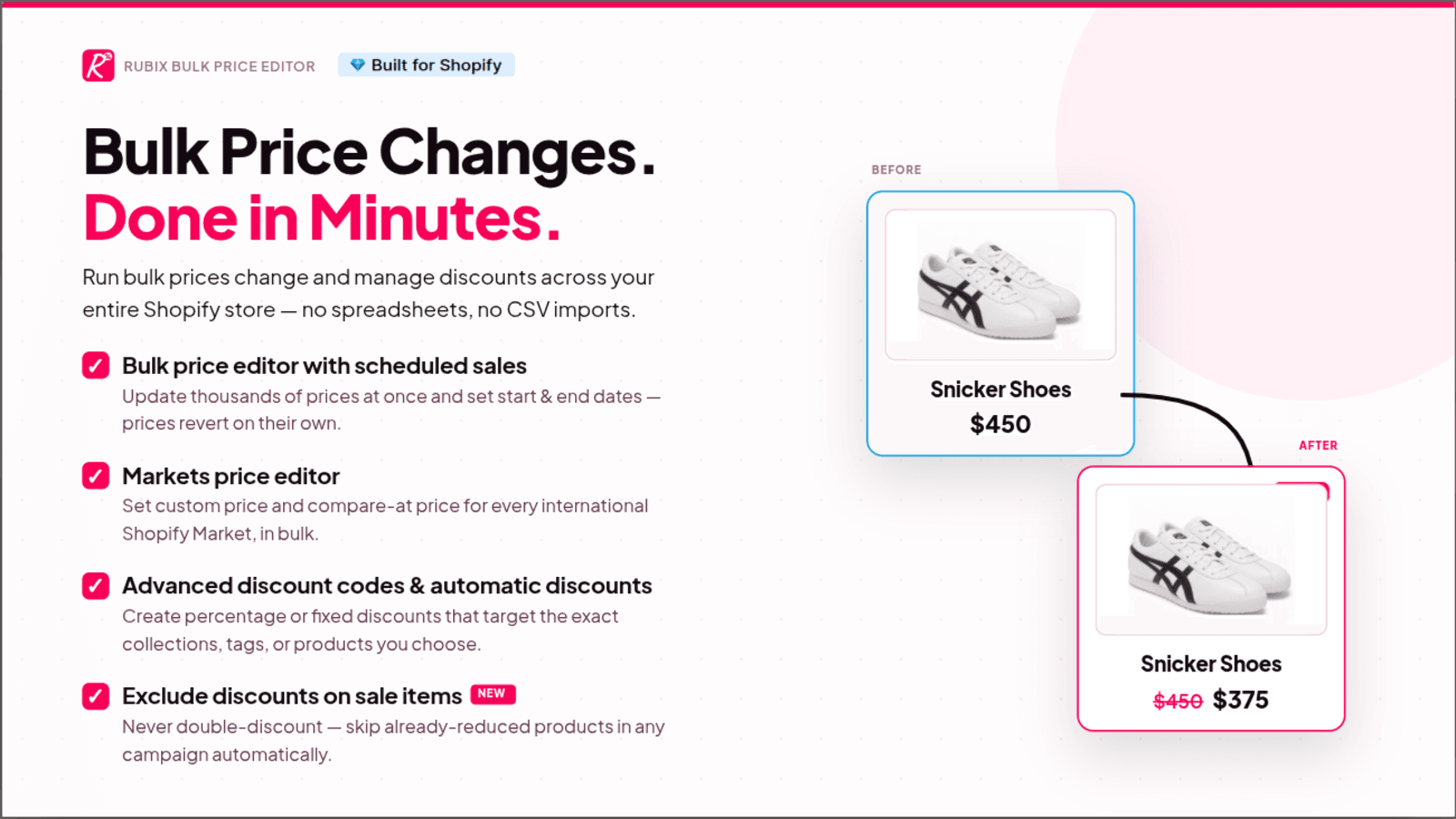 Bulk Price changes and schedule sales. Done in minutes