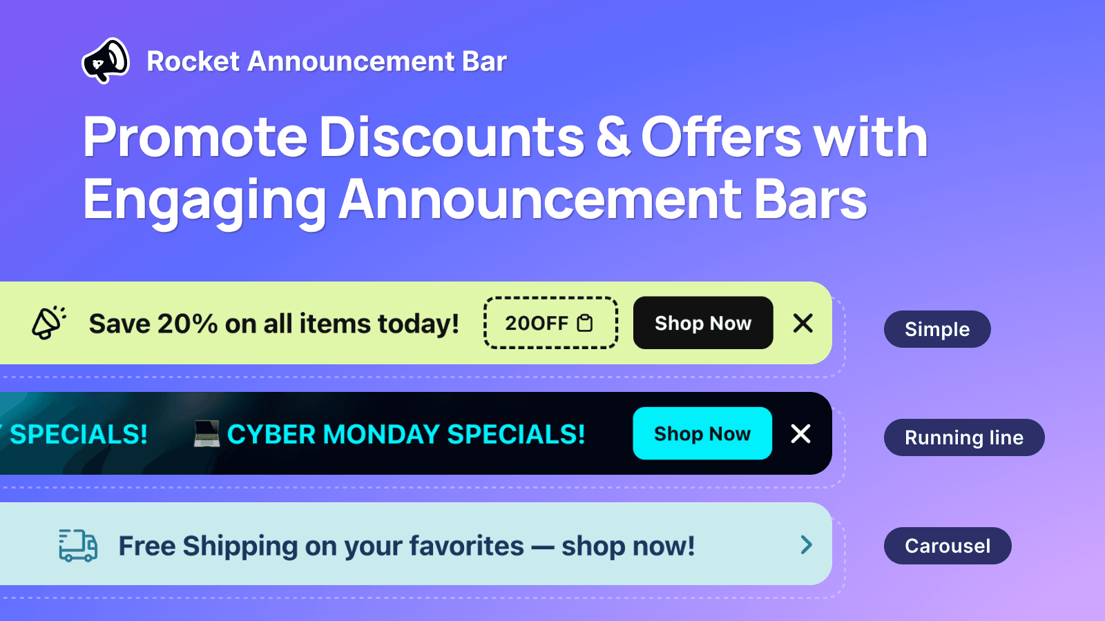 Promote Discounts & Offers with Engaging Announcement Bars