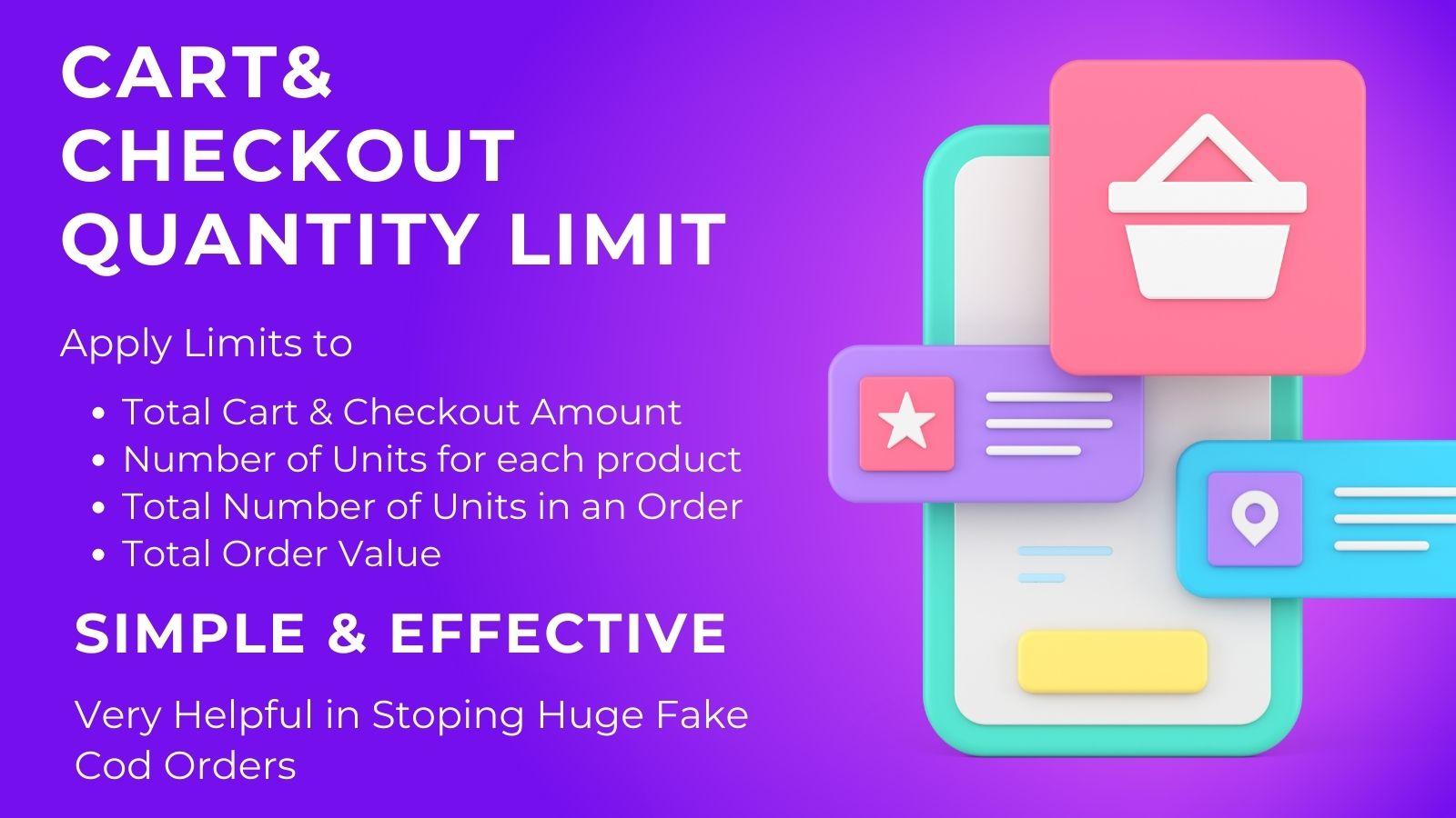 Limit Cart & Checkout , Amount & Quantity. Stop Fake COD Orders