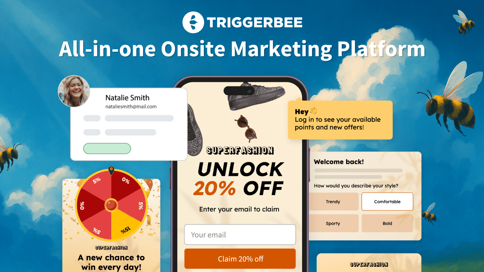 Triggerbee onsite marketing platform with popups gamification