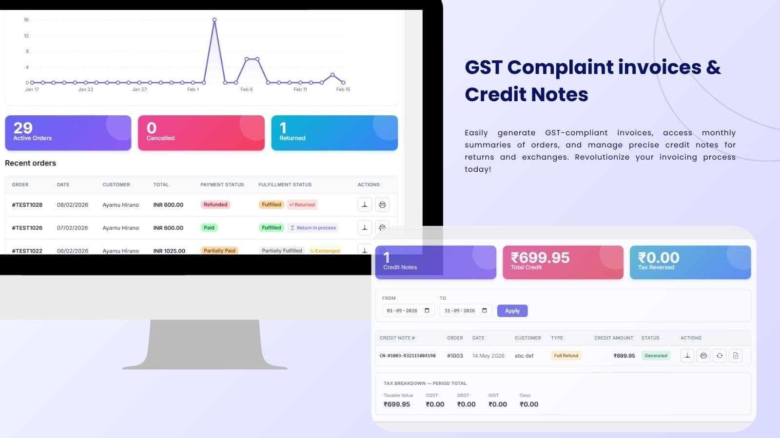 Orders & Credit Notes