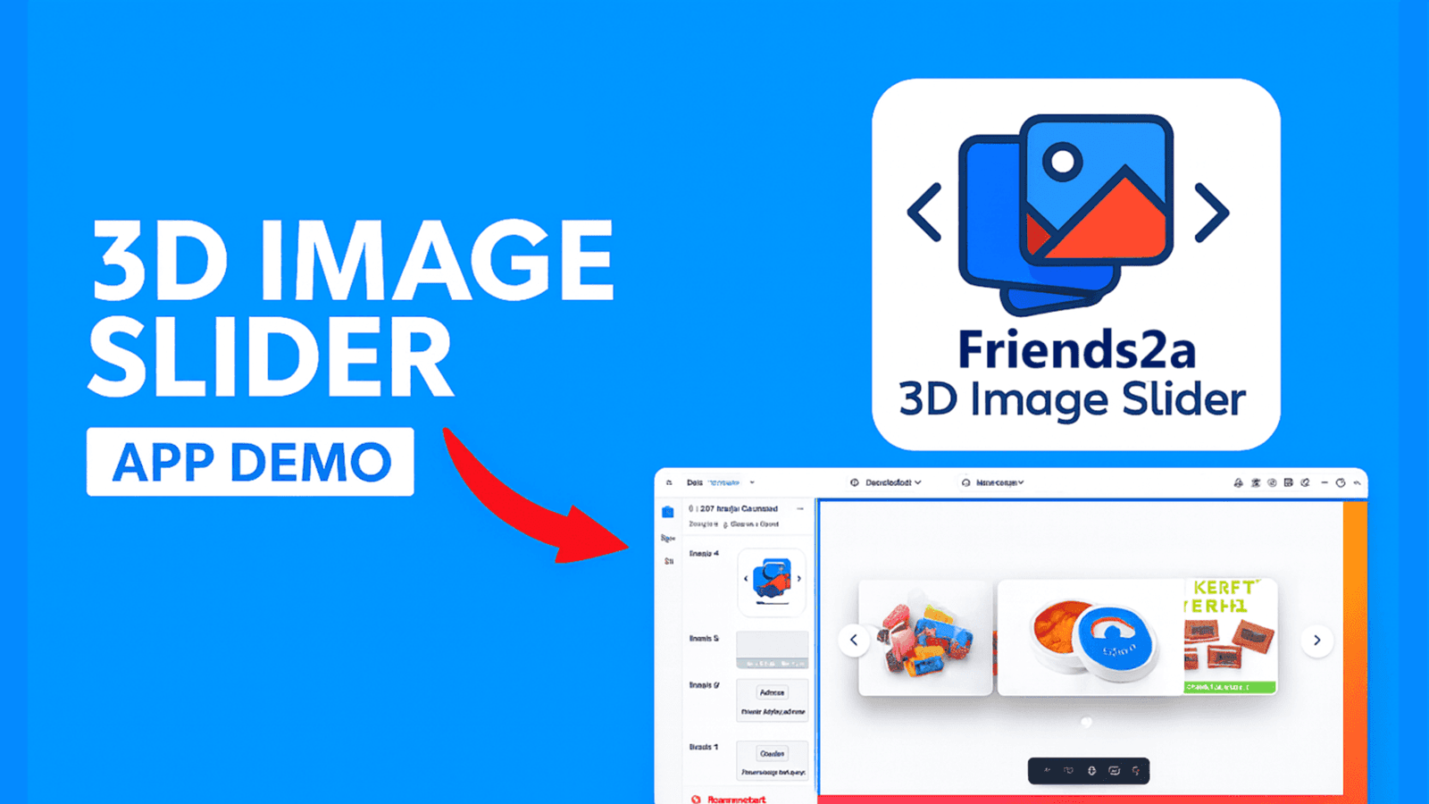 Friends2a Tech 3D Image Slider app logo and branding preview