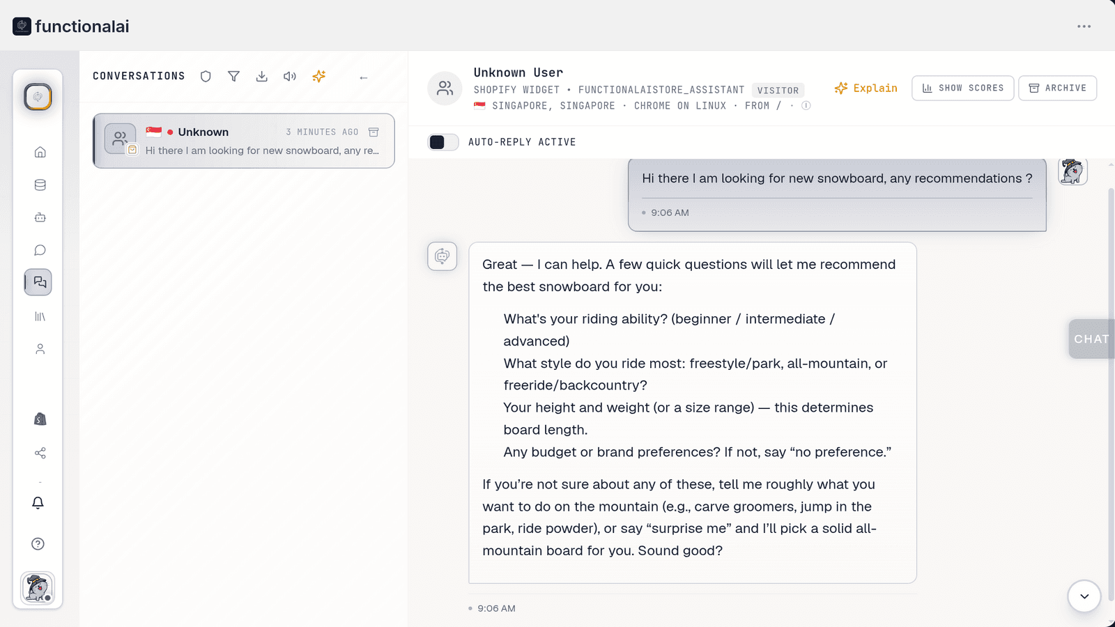 Live conversation with human handoff request paused
