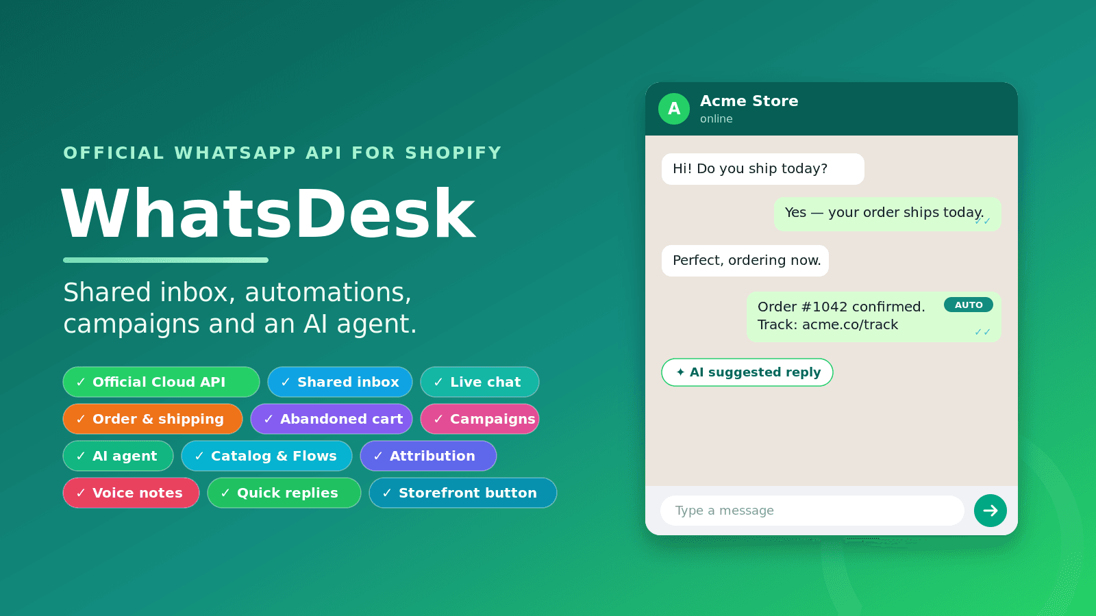 WhatsDesk — WhatsApp inbox, automation and campaigns for Shopify