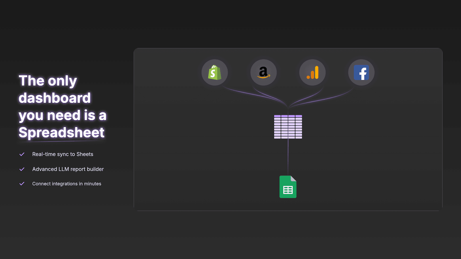 The only dashboard you need is a spreadsheet