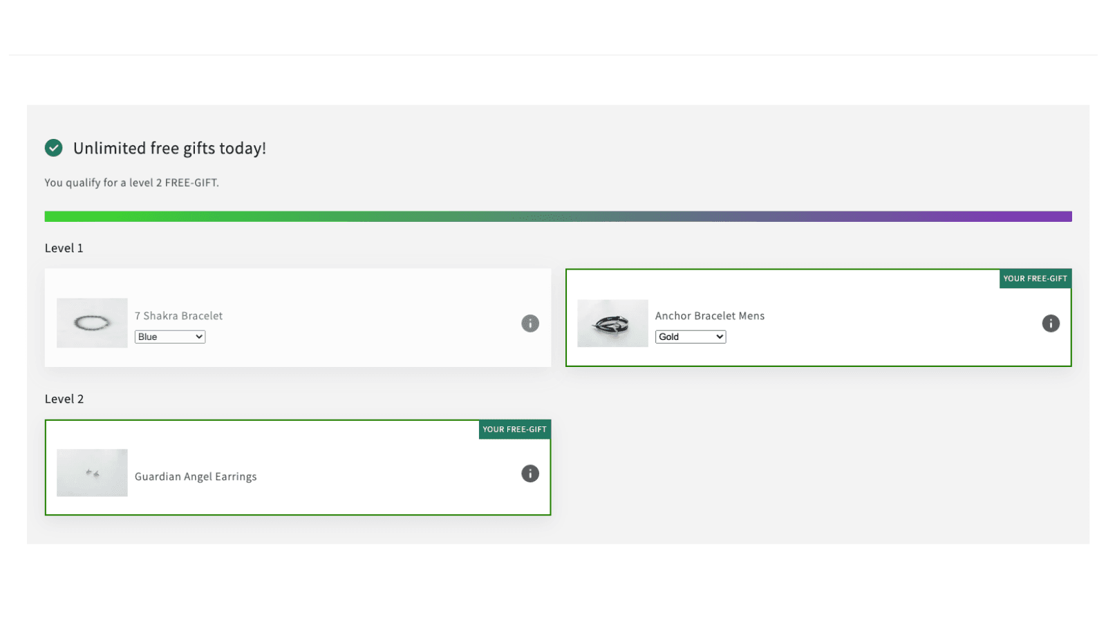 Colored progress bar with free gifts