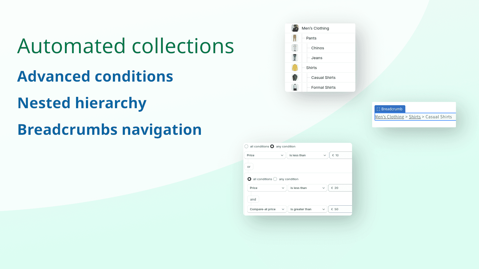 Automated collections, advanced conditions, nested hierarchy