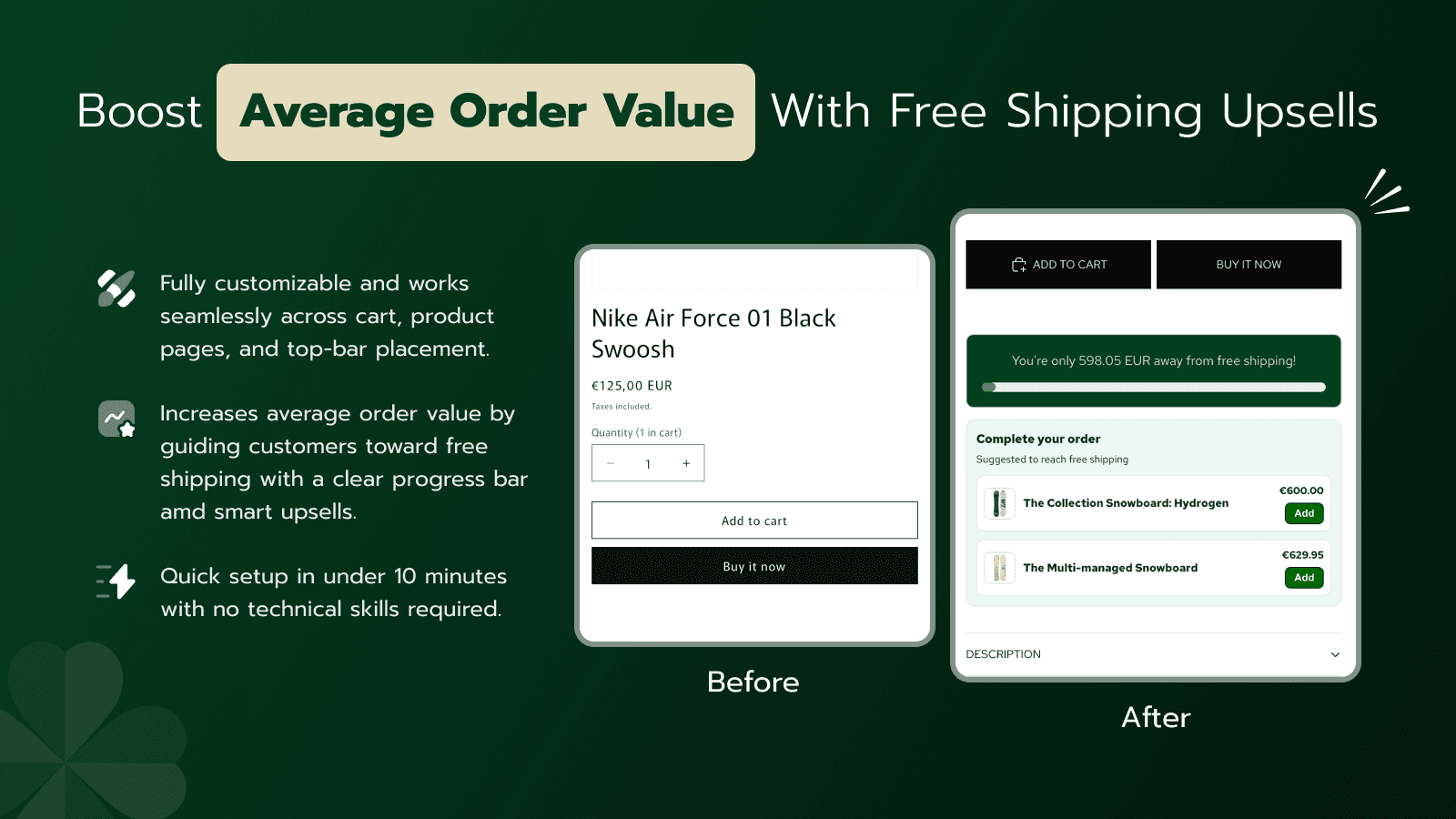 lucky free shipping bar upsell AOV booster