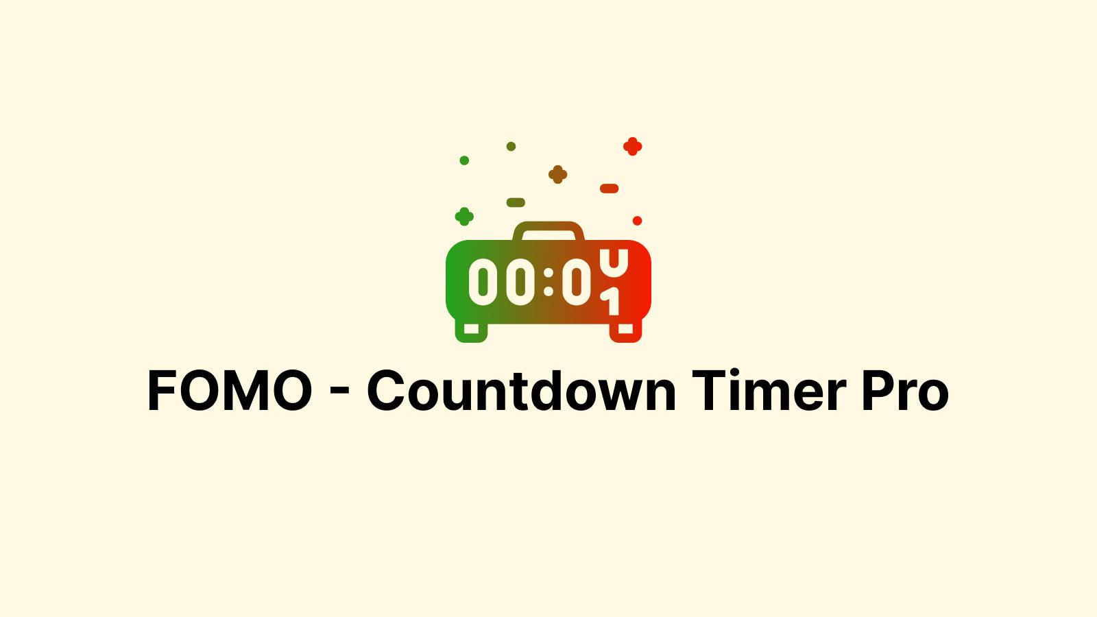 FOMO - Countdown Timer Pro logo with a green and red timer icon.