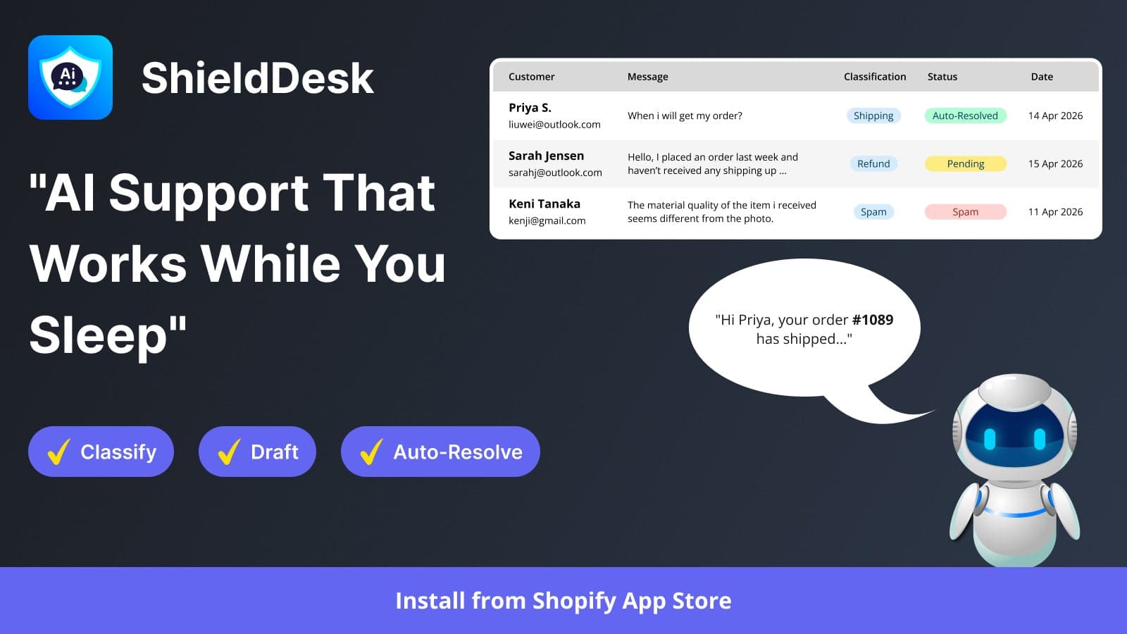 ShieldDesk- AI support that works while you sleep