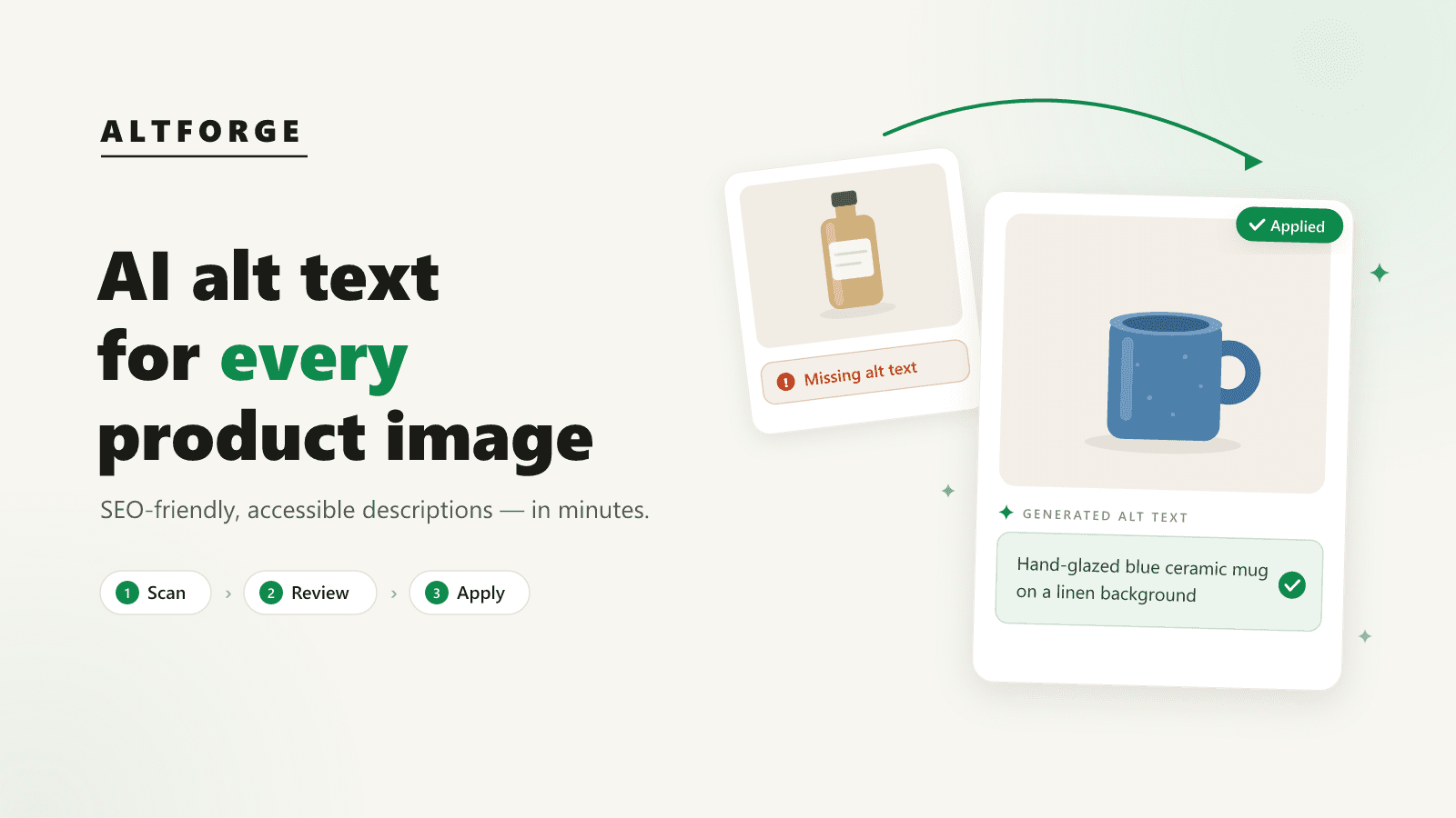 AltForge generates alt text for Shopify product images