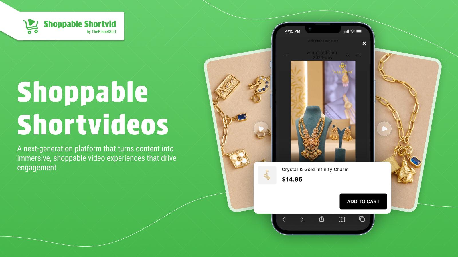 Shoppable short videos on jewelry product page