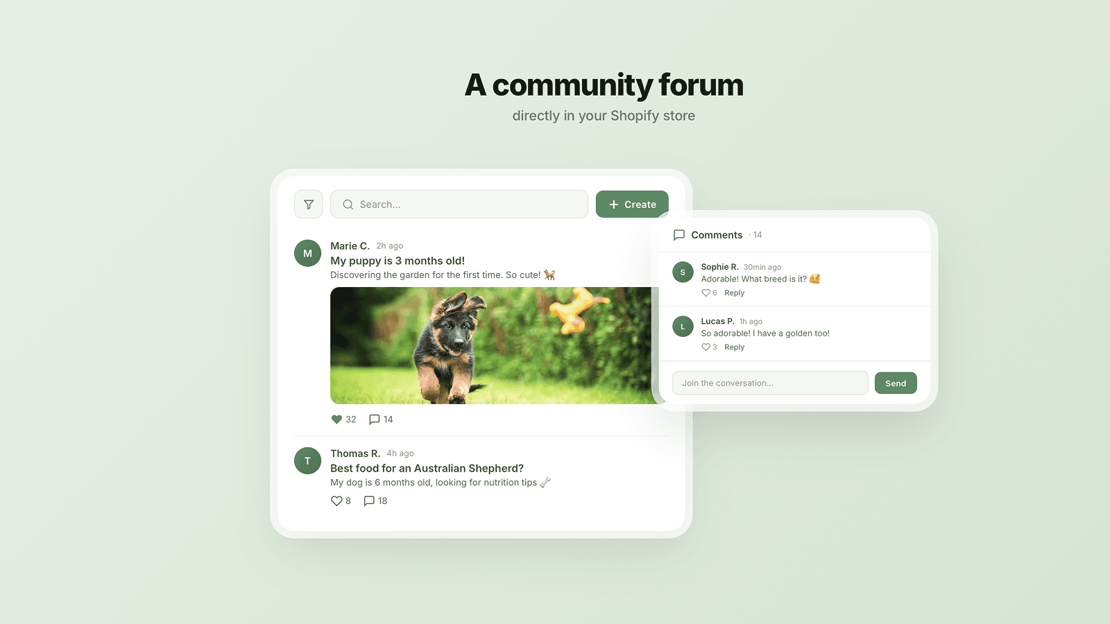 Engage your customers with a built-in community forum