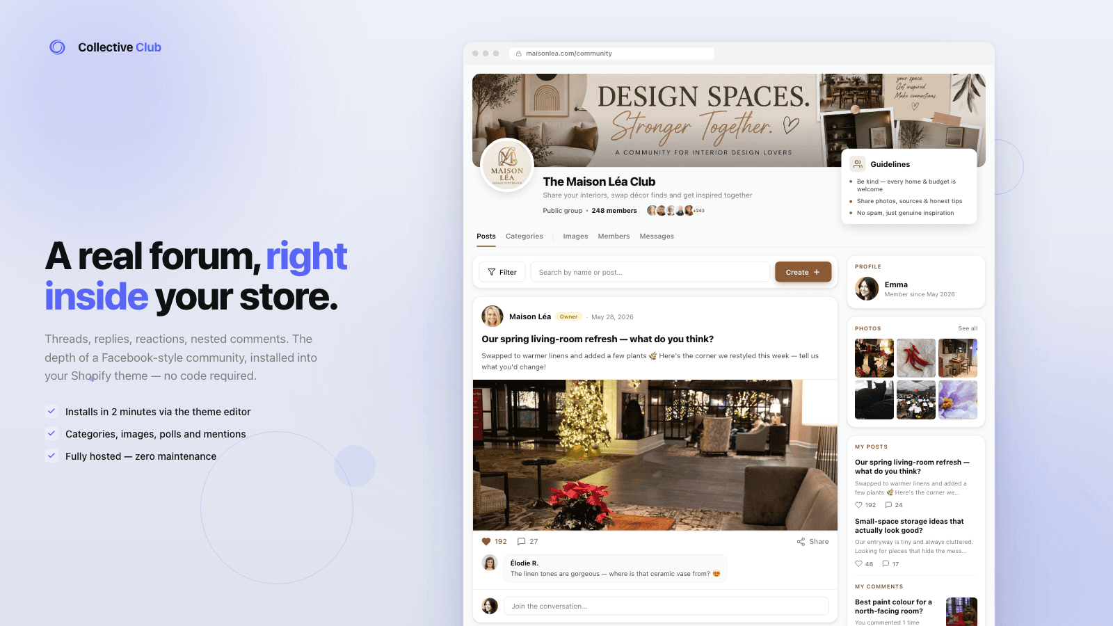 Engage your customers with a built-in community forum