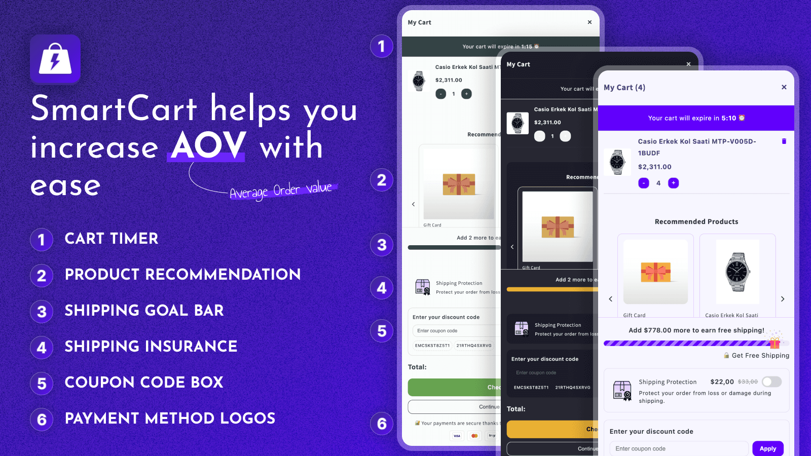 SmartCart helps you increase AOV with ease