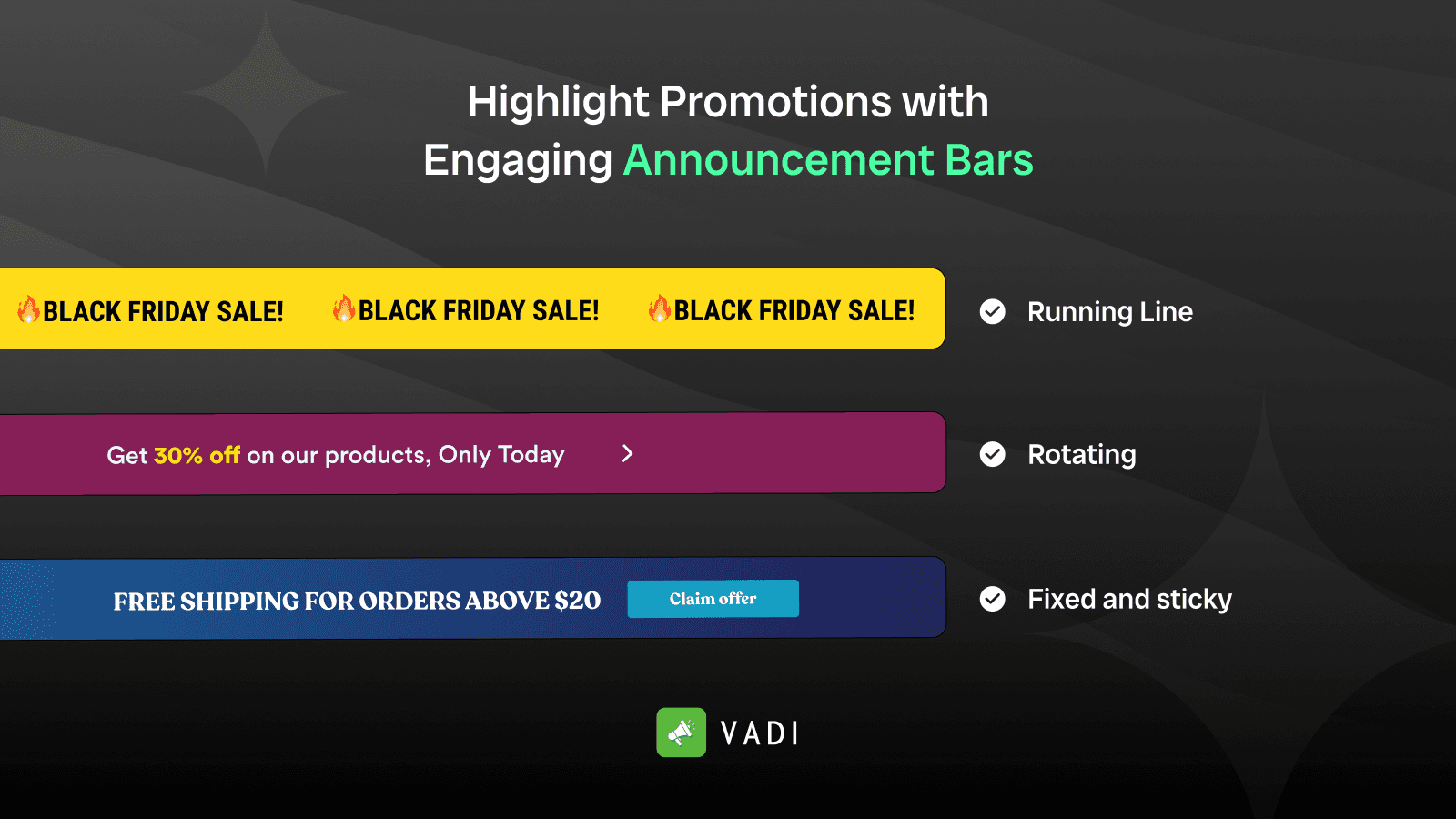 Vadi - Quick Announcement Bar