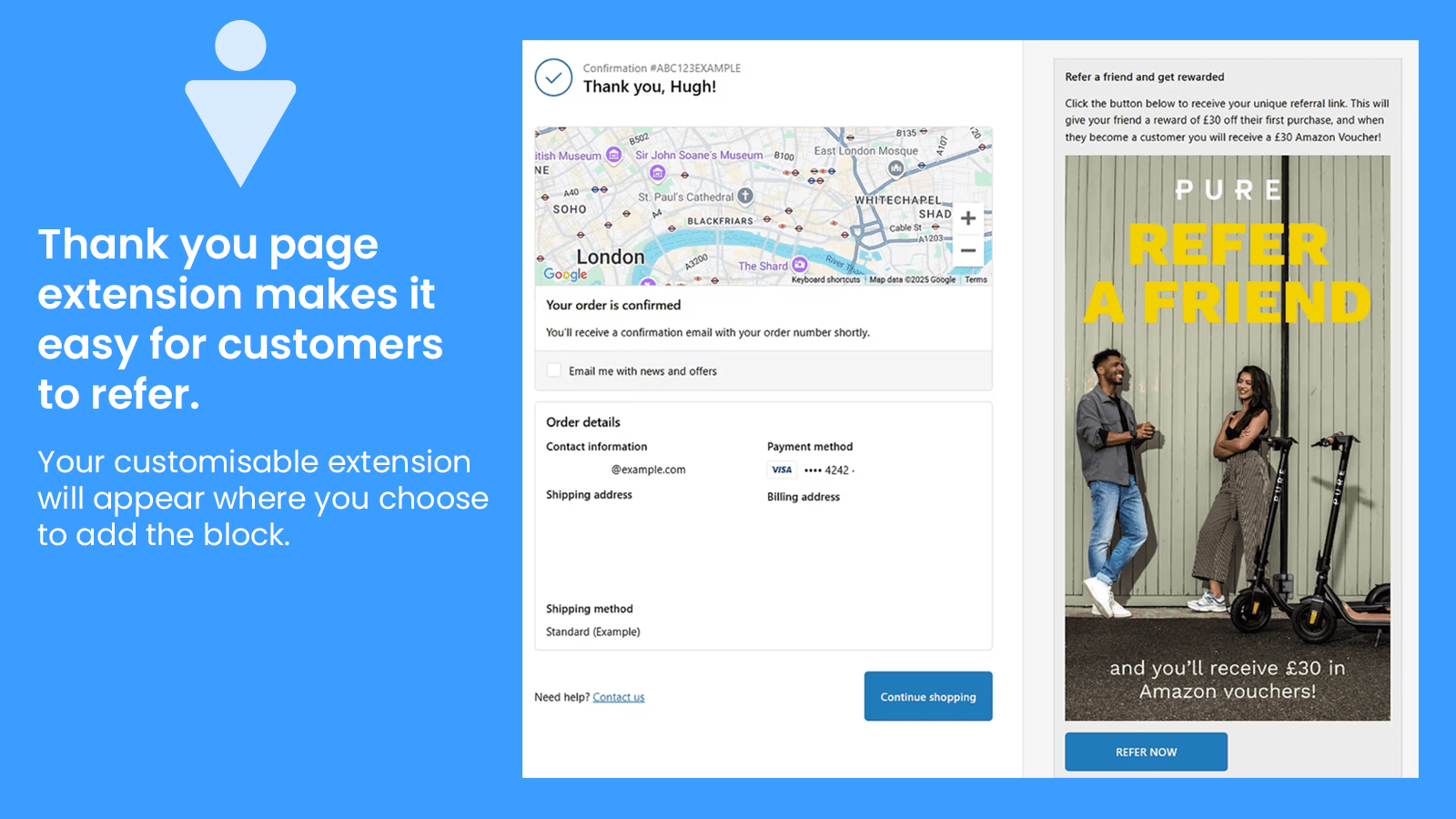 Create beautiful customisable referral campaigns on thank-you m
