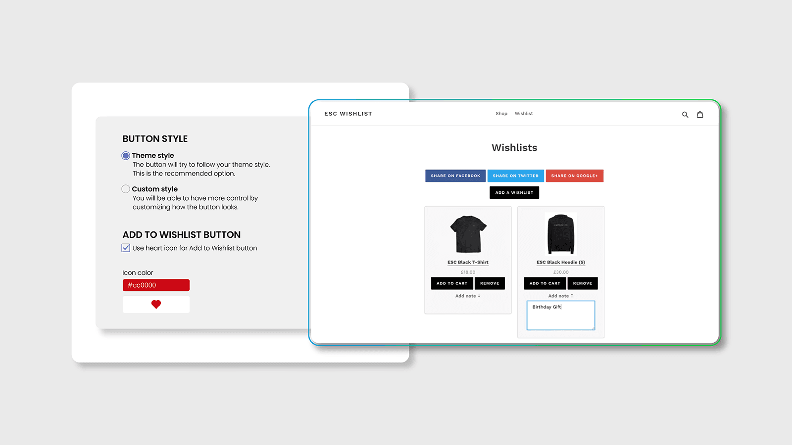 Wishlist and save for later