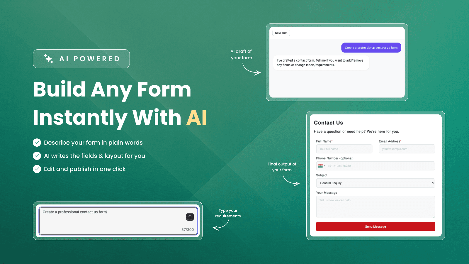 AI form generator creating a Shopify form from text