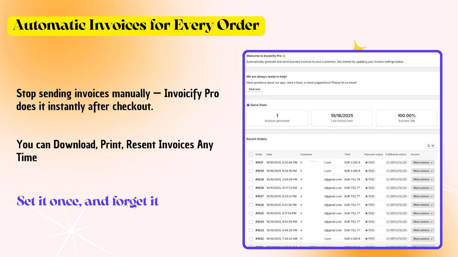 Stop sending invoices manually — Invoicify Pro does it instantly