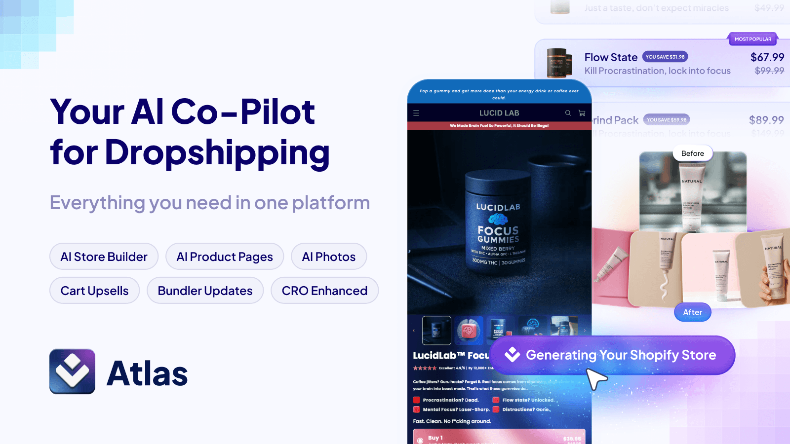 Atlas builds Shopify stores and product pages in minutes with AI