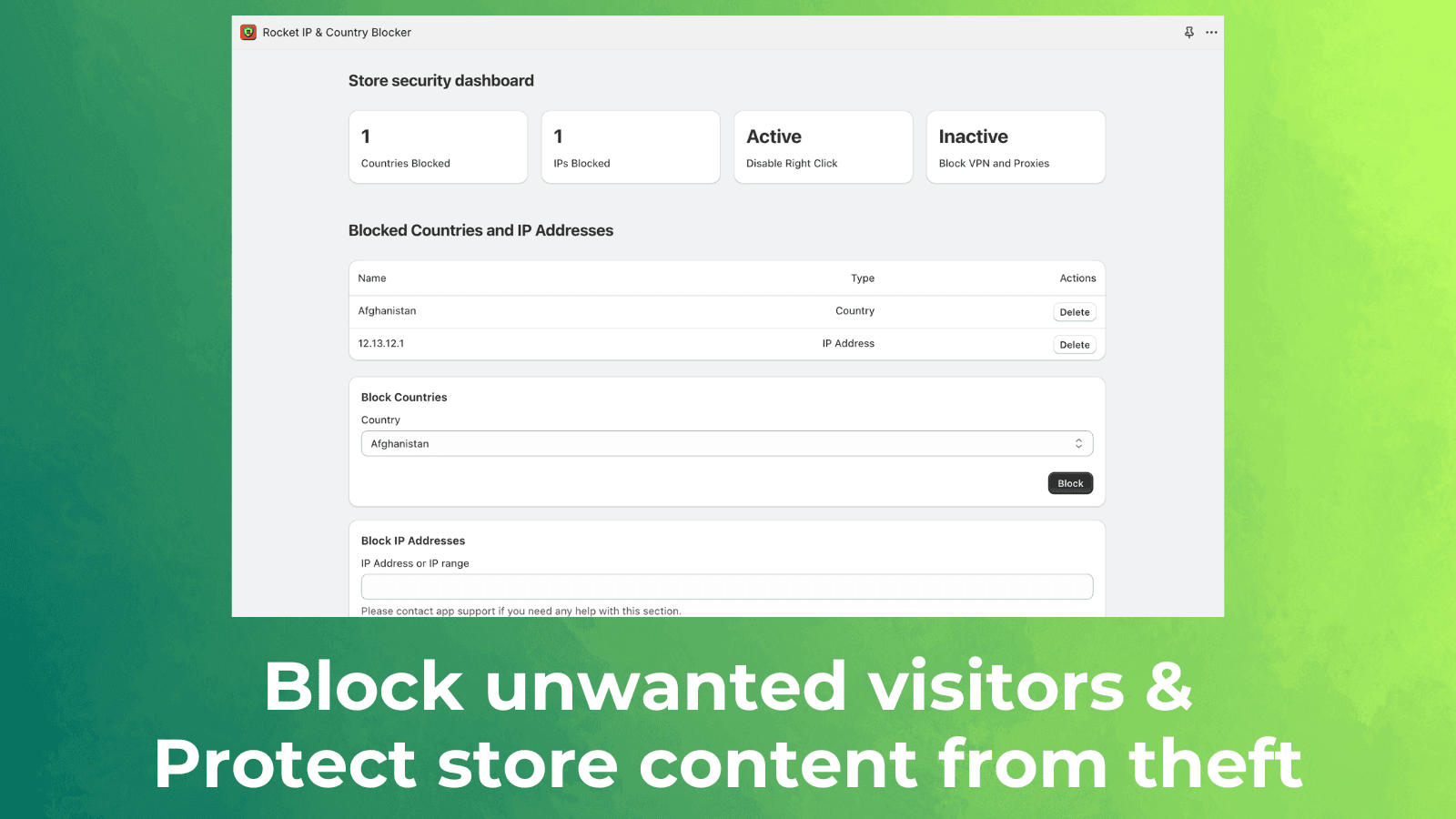 IP and Country Blocker. Disable right Click and spy extensions.