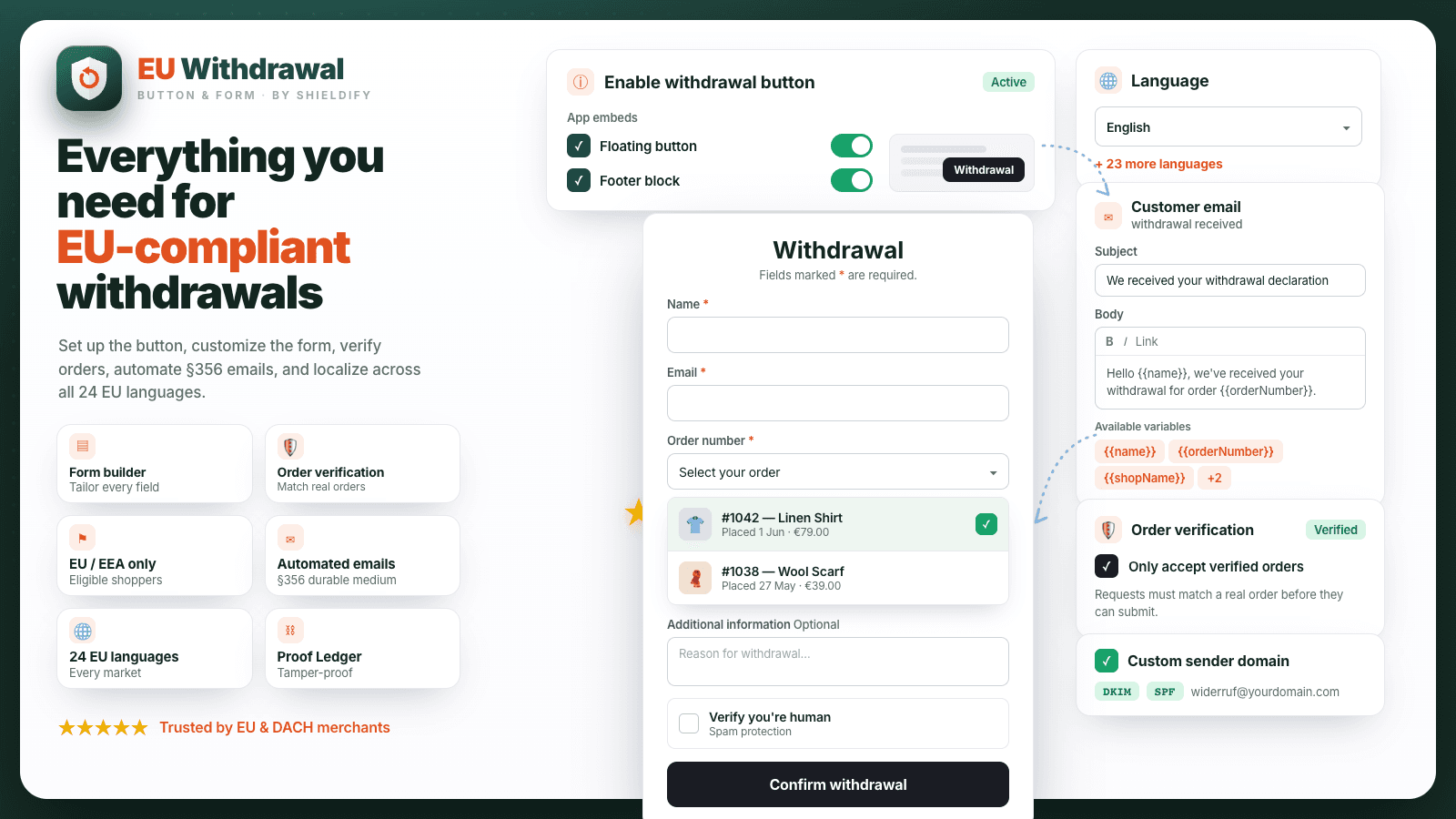 EU Withdrawal Button & Form