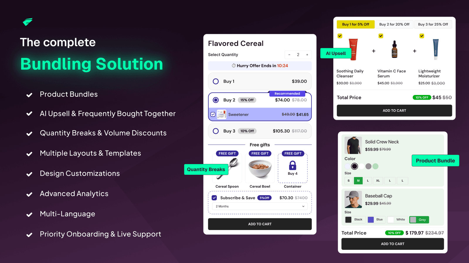 Product Bundle with Simple Bundles, Quantity Breaks and Upsells