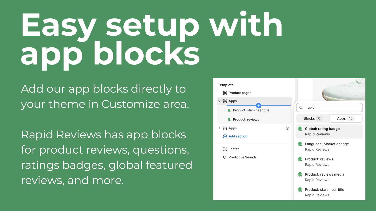 Rapid Shopify Product Reviews Questions easy setup