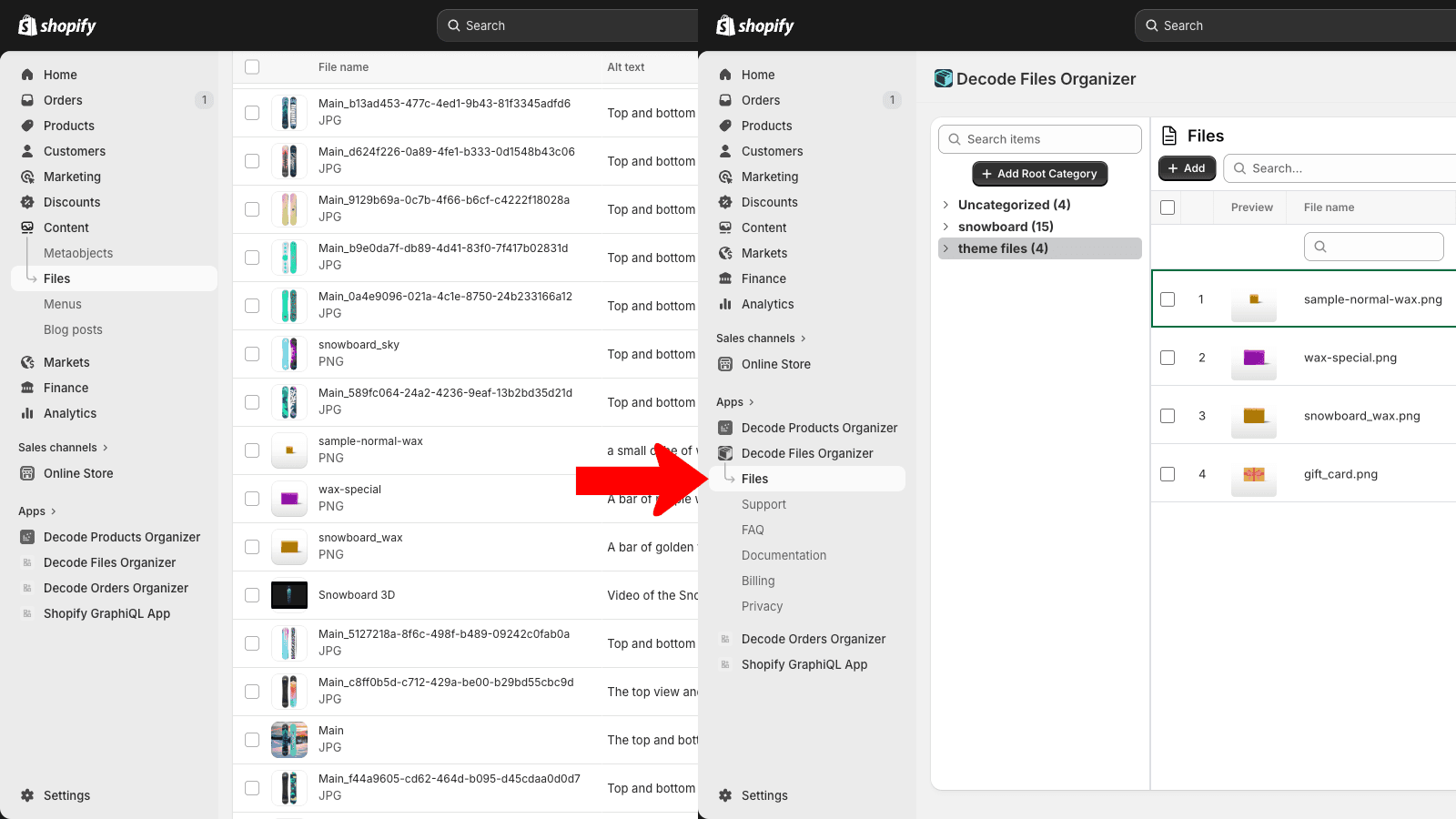 Decode Files Organizer Transform Files UI