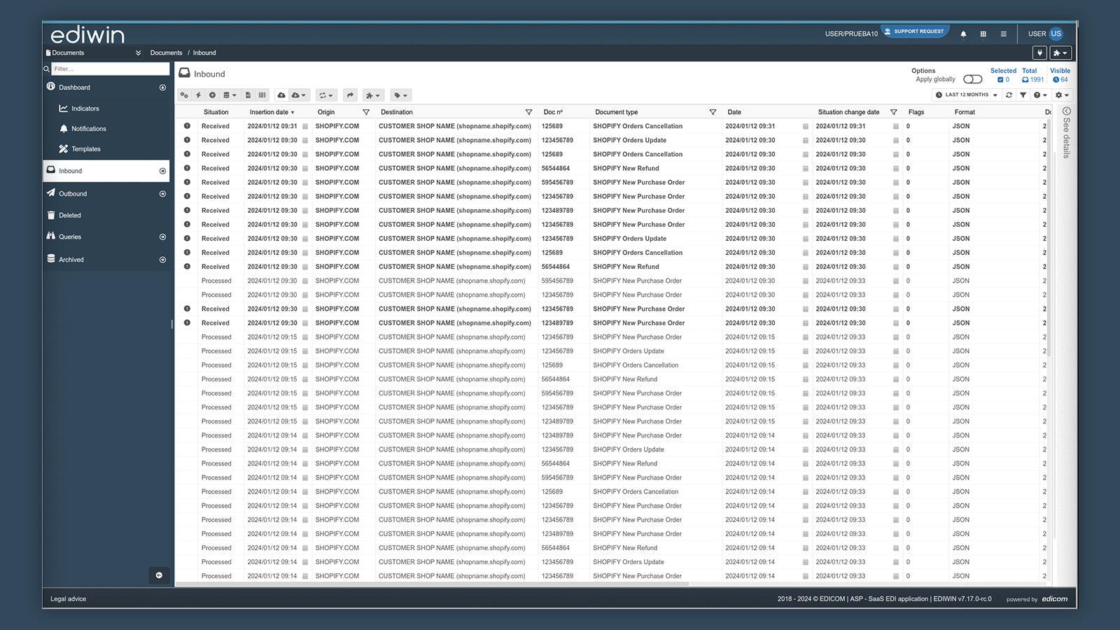 Ediwin - Received Documents