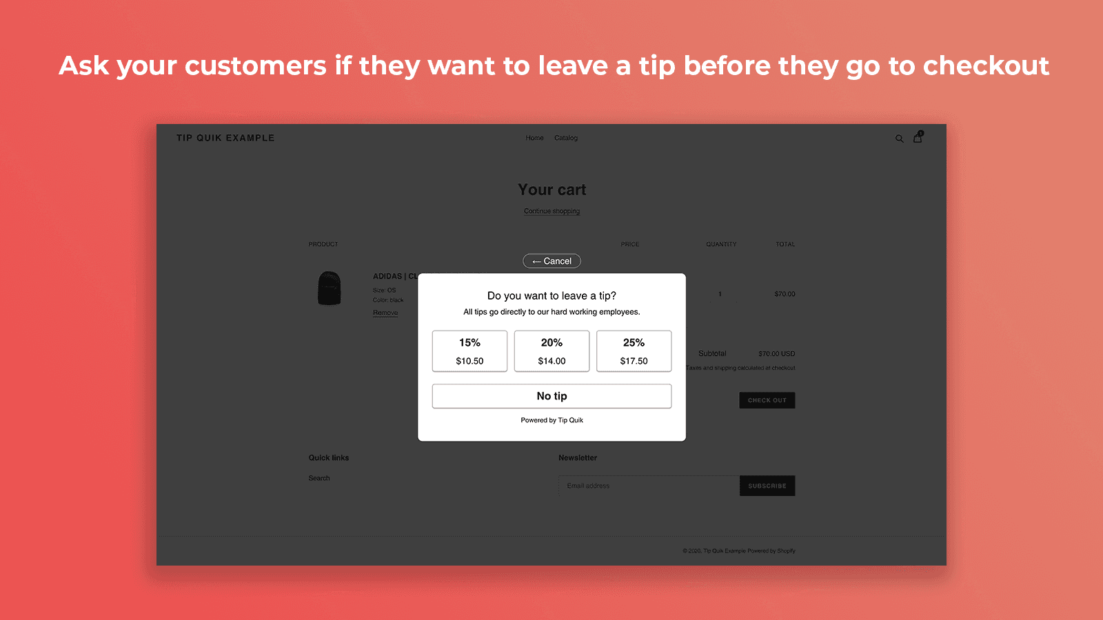 Tip modal on site